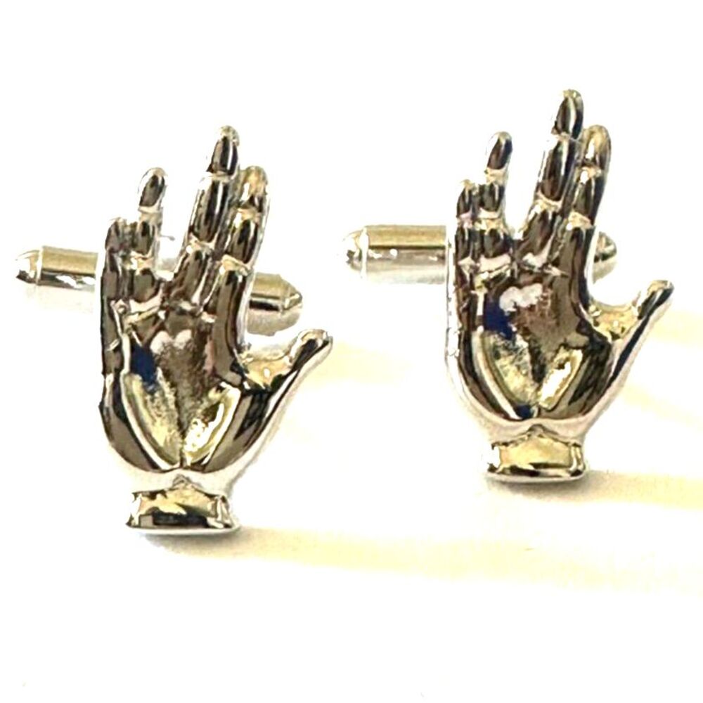 Star Trek Spock "Live Long and Prosper" Vulcan Salute Cufflinks — Silver